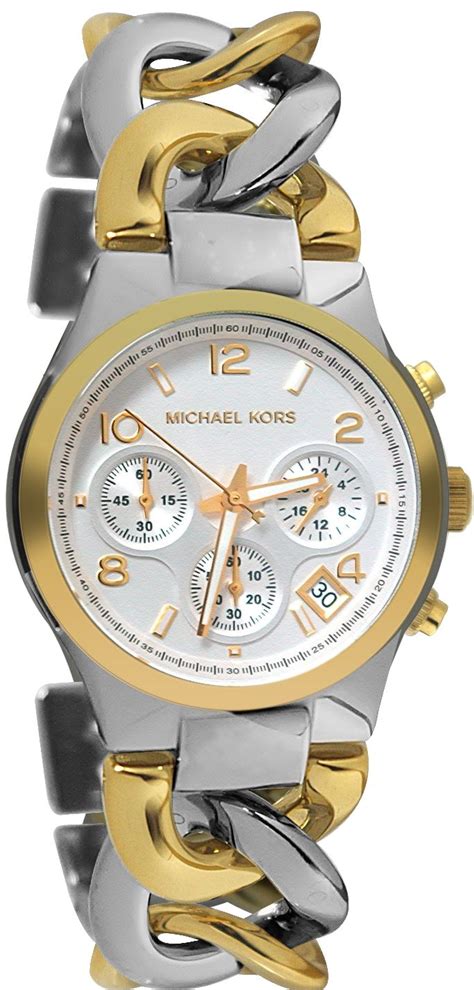 Michael Kors Watches Runway Twist Watch (Two Tone Gold).